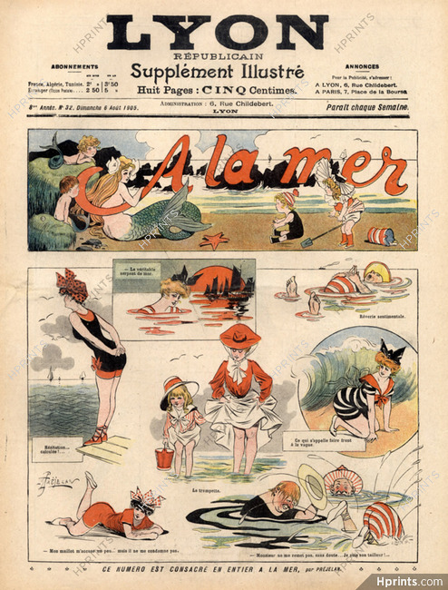 René Prejelan 1905 The Sea Mermaid Children Swimmer