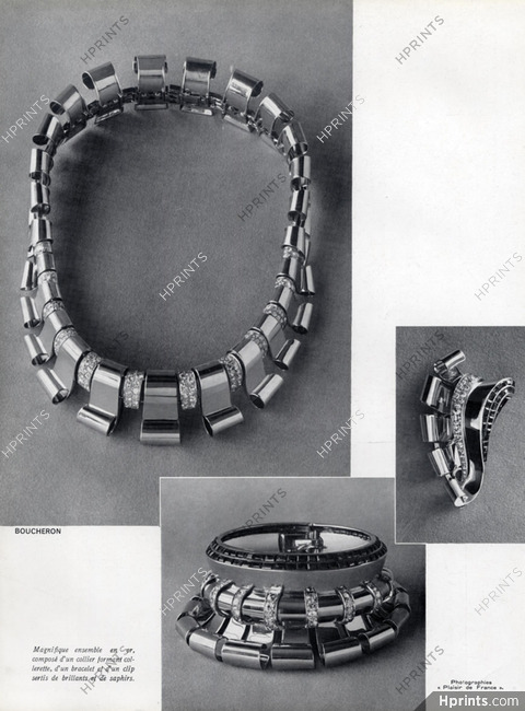 Boucheron (Jewels) 1937 Necklace Clip Bracelet Brillants & Saphirs Art Deco