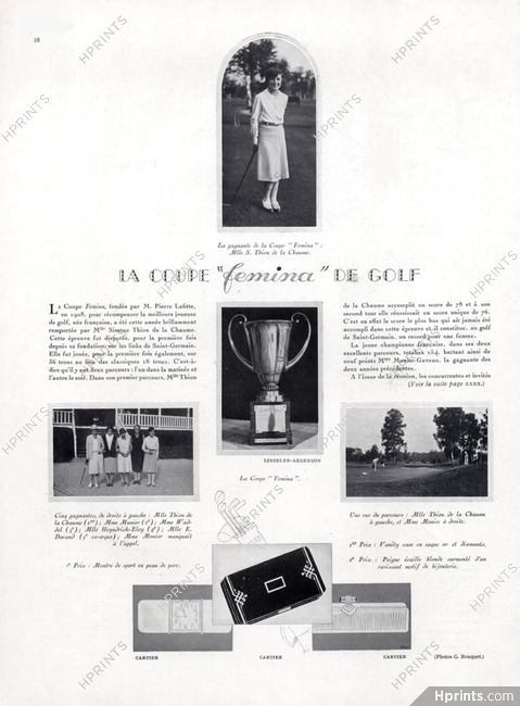 Cartier (Jewels) 1929 "Coupe Fémina de Linzeler-Argenson" Vanity Case, Peigne, Montre de Sport