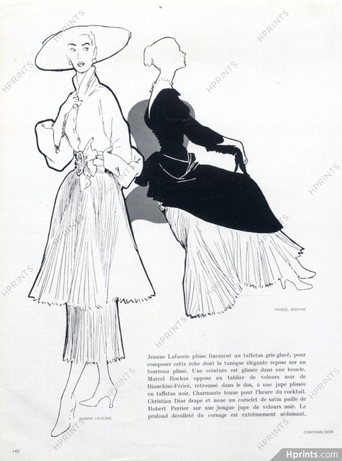 Jeanne Lafaurie 1948 Rochas Dress René Gruau