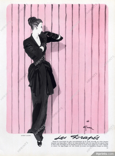 Lucien Lelong 1945 Evening Dress, René Gruau
