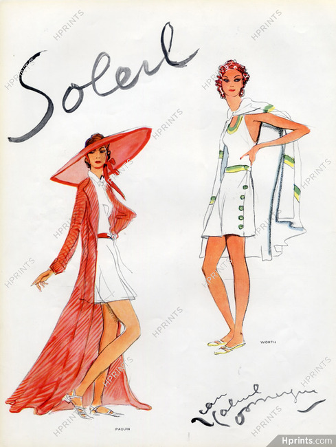 Domergue 1936 1 Paquin & Worth, Summer Dresses, Fashion