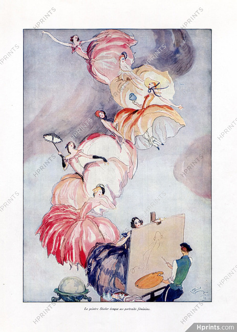 Jean-Gabriel Domergue 1929 "Portraits Féminins" Painting Stieler
