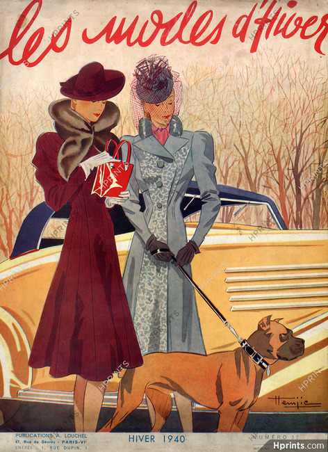 Marcel Hemjic 1940 Winter Coats, Boxer Dog, Elegant Parisienne