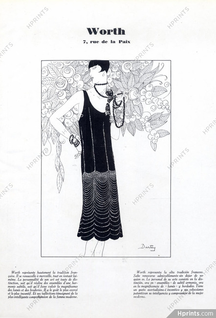 Worth 1926 Black Dinner Dress, Dartey