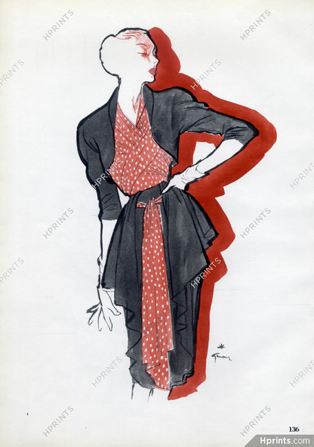Nina Ricci 1946 Dress René Gruau