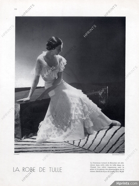 Chanel 1933 White Evening Gown, Comtesse Gerard de Moustier, Photo Hoyningen-Huene