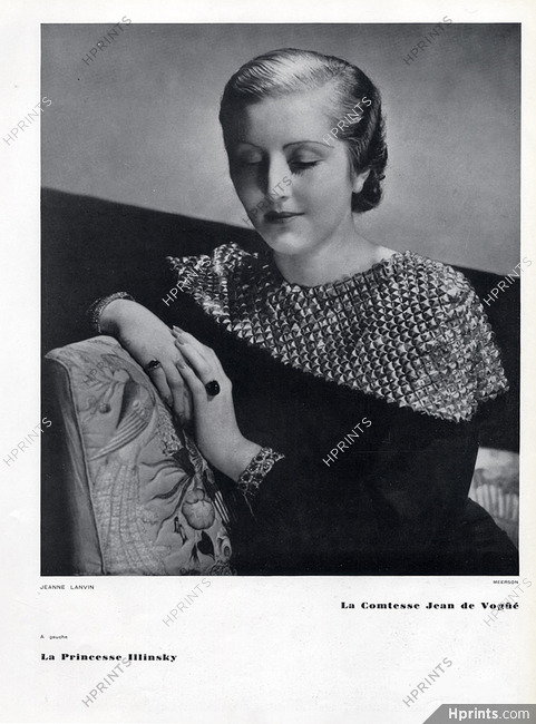 Jeanne Lanvin 1934 Evening Gown, Comtesse Jean de Vogüé, Photo Harry Meerson
