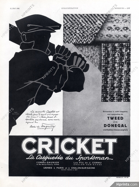 Cricket (Hats) 1930 Ets Cornu Saunier Casquette René Vincent