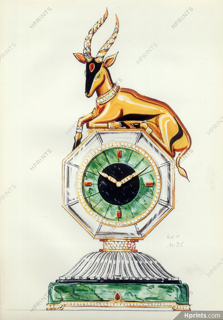 Jewel Small Clock Gazelle Horned Animal
