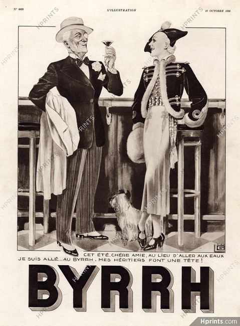 Byrrh 1935 Léonnec Elegant Parisienne Dog