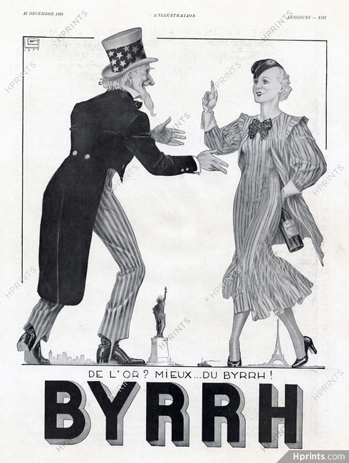 Byrrh 1933 American Uncle Sam and French Marianne