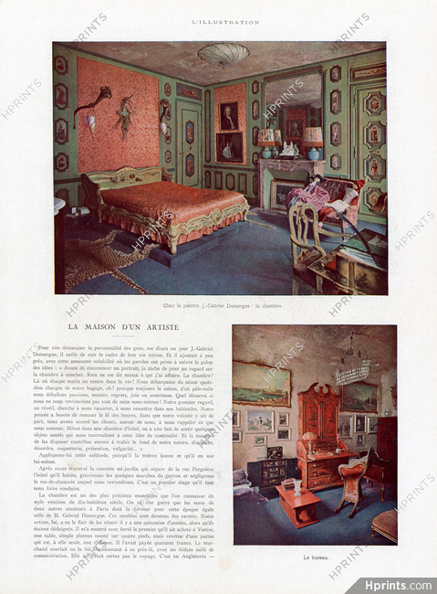 La Maison d'un Artiste, 1927 - Chez le peintre J-G Domergue Interior decoration, Clichés Vizzavona, Text by Jacques Baschet, 4 pages