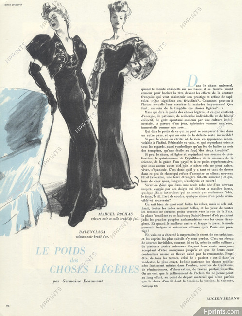 Balenciaga & Marcel Rochas 1942 Evening Gown, Etienne Drian