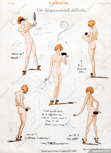Henry Fournier 1926 Nude Difficult Disguise, Comic Strip