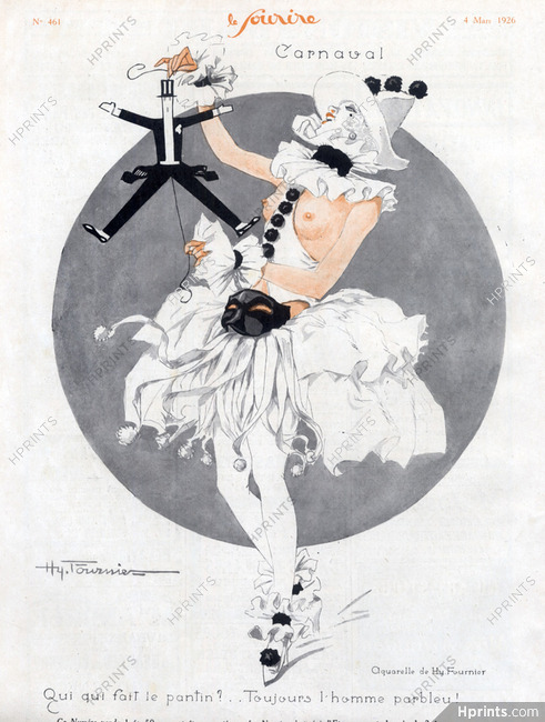 Henry Fournier 1926 Carnival Costume, Puppet, Pierrot Topless