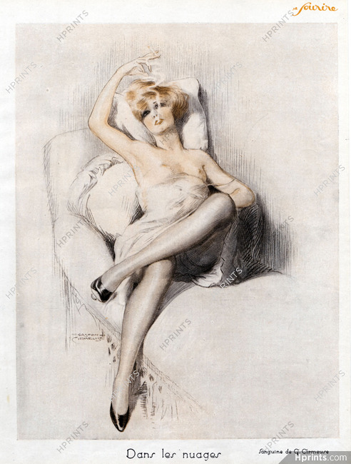Gaston Cirmeuse 1926 Sexy Girl topless, Smoker