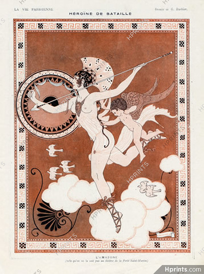Héroïne de Bataille - L'Amazone, 1916 - George Barbier Classical antiquity Nude Warrior