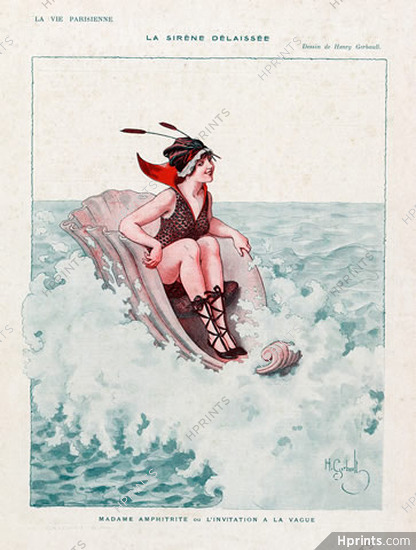 Gerbault 1916 Mrs Amphitrite Surfing Shell, Bathing Beauty