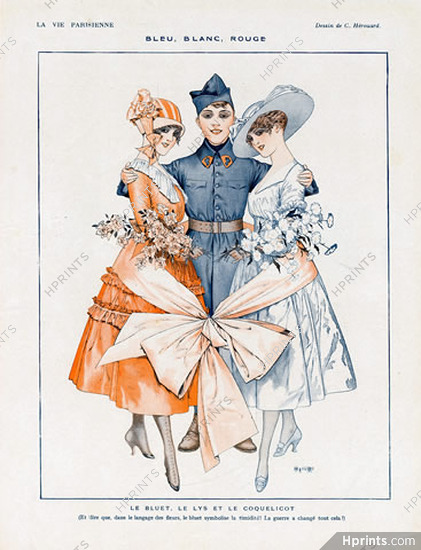 Hérouard 1916 Cornflower Lis Poppy Elegant Parisienne World War I