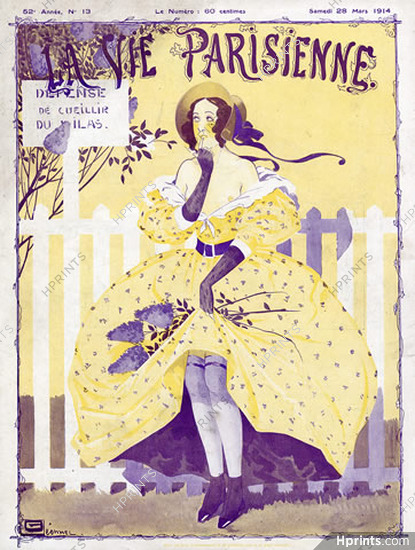 Léonnec 1914 Woman Flower Picking Topless