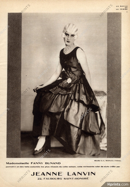 Jeanne Lanvin 1927 Fanny Bunand, Photo G L Manuel Frères