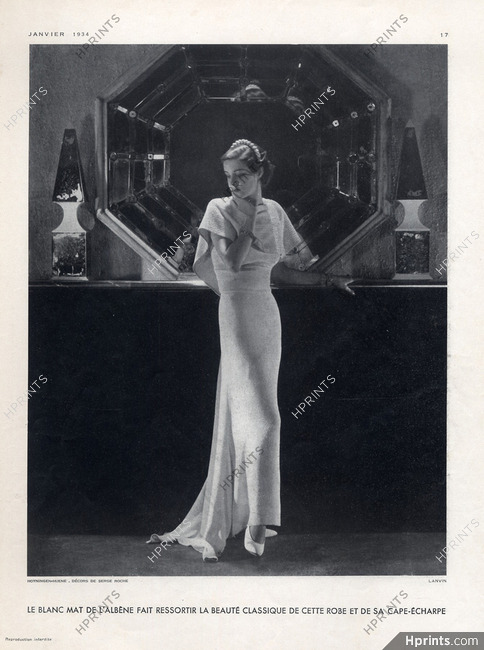 Jeanne Lanvin 1934 Evening Gown Cape-Scarf, Decorative Arts Serge Roche
