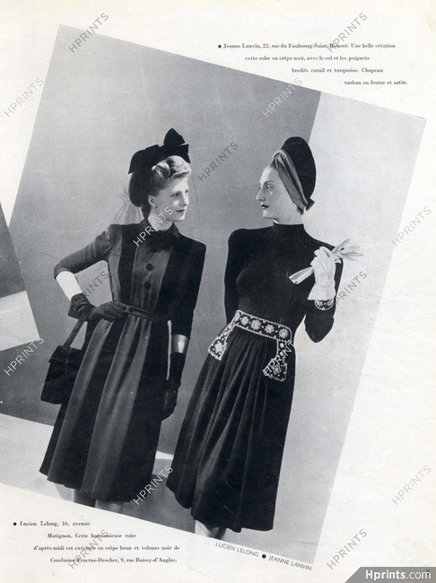 Lucien Lelong & Jeanne Lanvin 1942 Dresses
