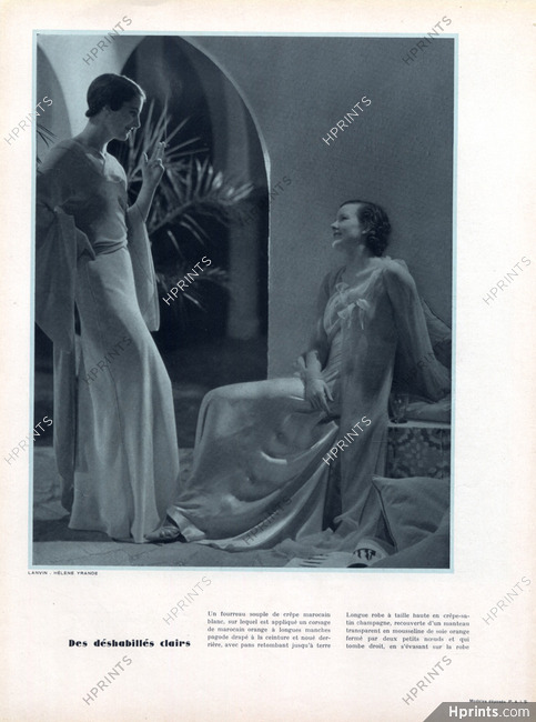 Jeanne Lanvin & Hélène Yrande 1933 Housecoats, Nightgown