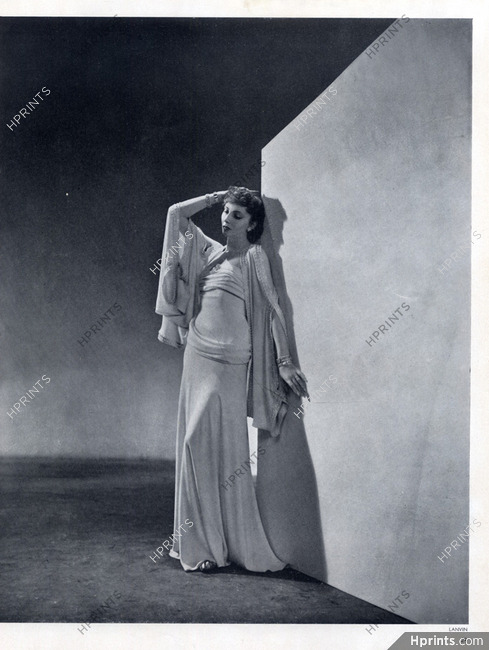 Jeanne Lanvin 1938 Drapé transversal aux hanches, Evening Gown, André Durst