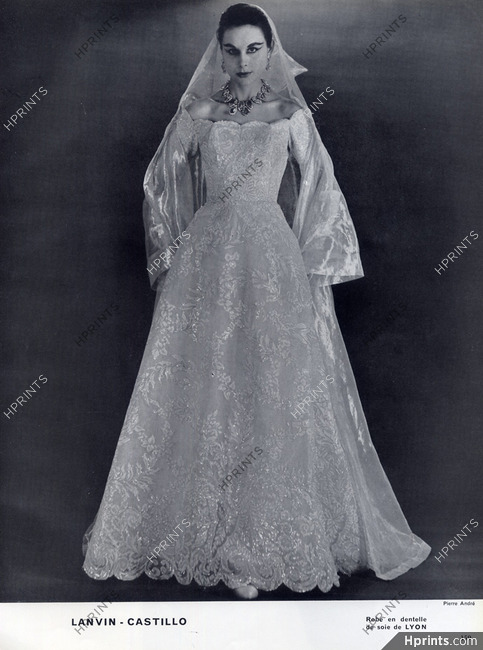 Lanvin Castillo 1956 Wedding Dress, Photo Pierre André, Embroidery Lace