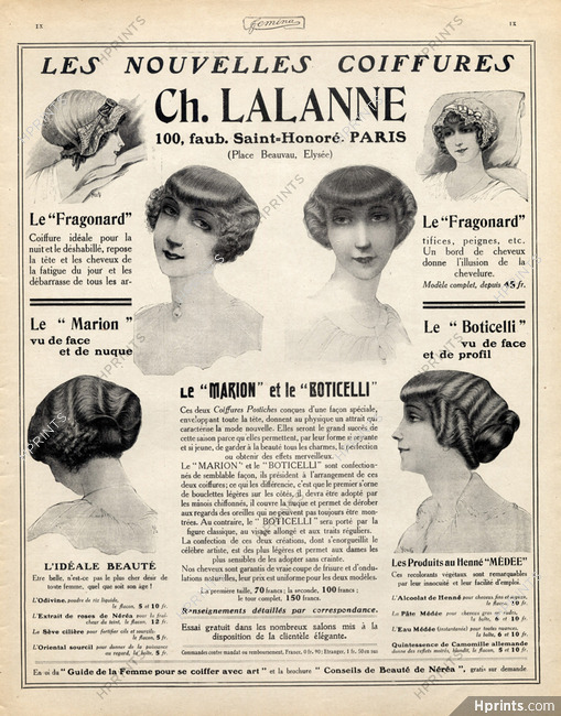 Lalanne (Hairstyle) 1912 Hairpieces Le Marion Le Boticelli Youki