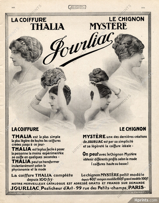 Jourliac (Hairstyle) 1911 Hairpieces Thalia Mystere, Ehrmann