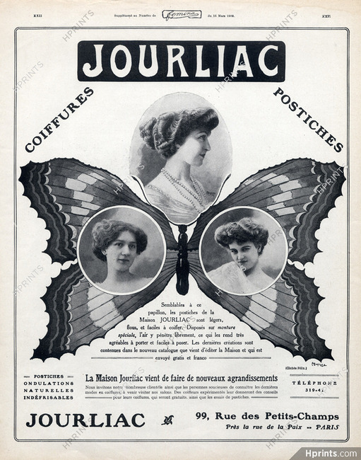 Jourliac (Hairstyle) 1909 Hairpieces Butterfly