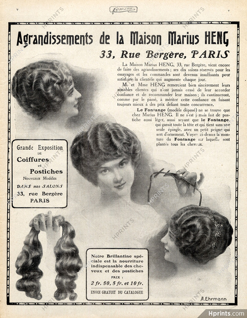 Marius Heng (Hairstyle) 1912 Hairpieces Ehrmann