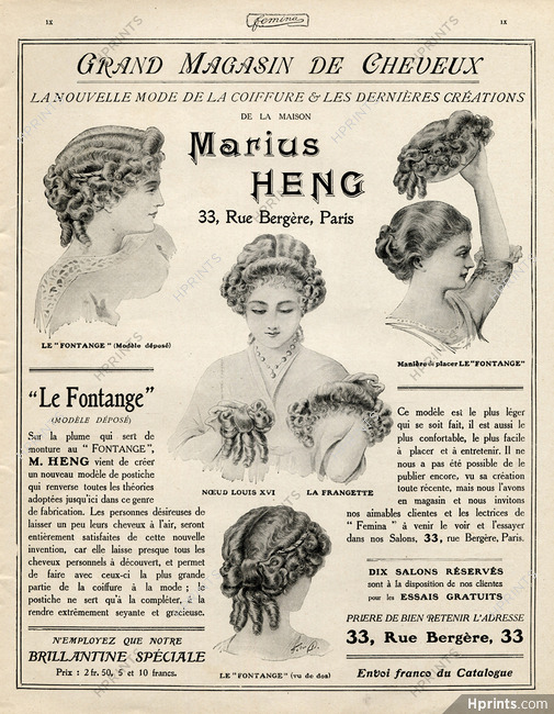 Marius Heng (Hairstyle) 1911 Le Fontange La Frangette Hairpieces