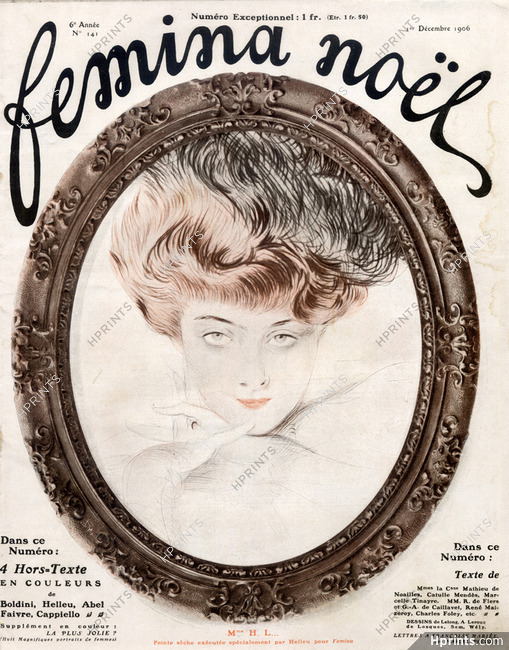Paul Helleu 1906 Fémina Cover, Hairstyle, Mrs H.L Cover