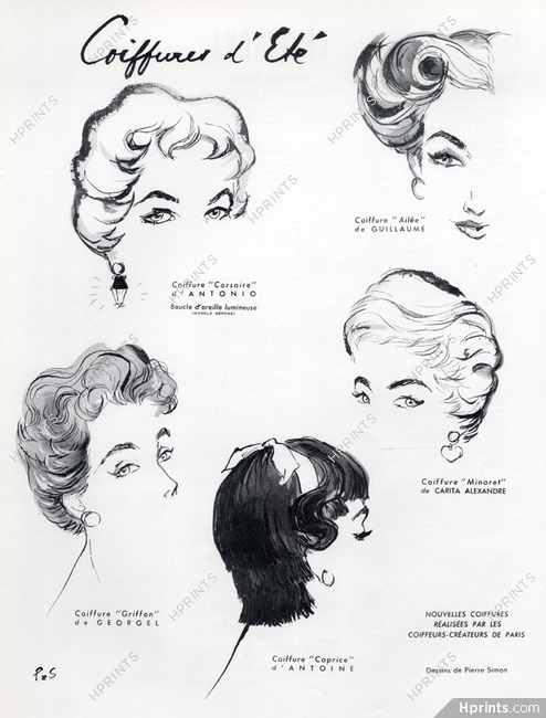 Antoine (Hairstyle) & Carita Alexandre, Antonio, Guillaume, Georgel 1954 Pierre Simon