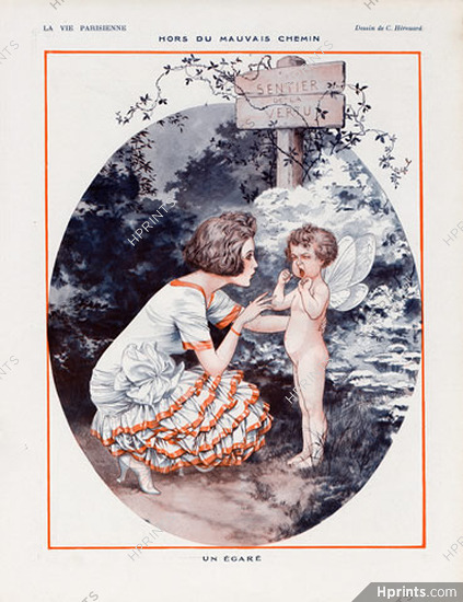 Hérouard 1923 "Un égaré" Woman Helping Lost Angel