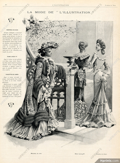 Art Nouveau Fashion 1901 Manteau du Soir