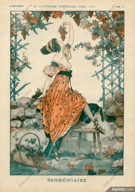 Herouard 1917 Le Calendrier D'Hérouard, Vendemiaire, Vine Grower