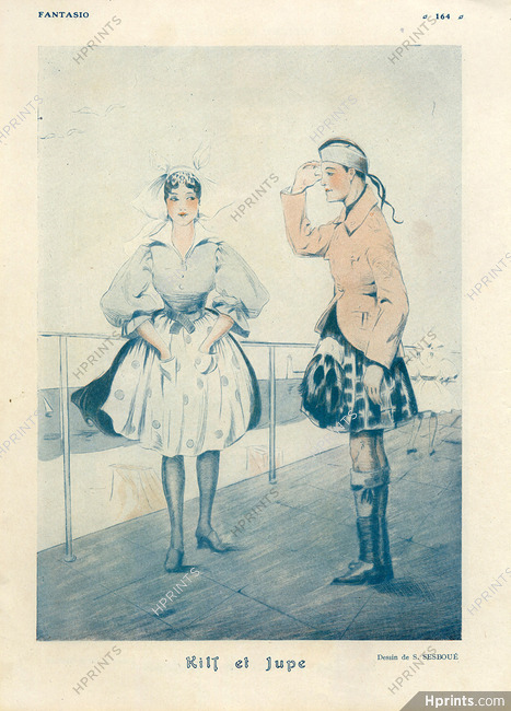 Suzanne Sesbouë 1916 Kilt and Skirt, National Costume Scottish