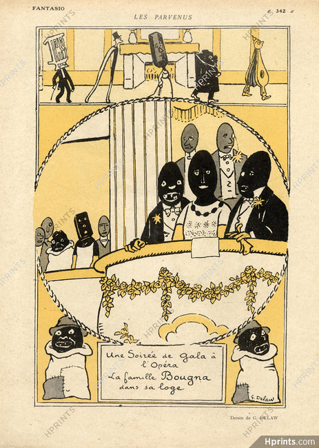 Georges Delaw 1918 "Les Parvenus" A l'Opéra, La Famille Bougnat dans sa loge, The Upstarts Gala Evening Family Coalman Bougnat