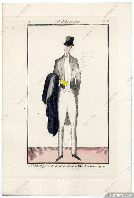 Le Goût du Jour 1920 N°3 J.E. Laboureur Overcoat Morning Coat for Man Pochoir