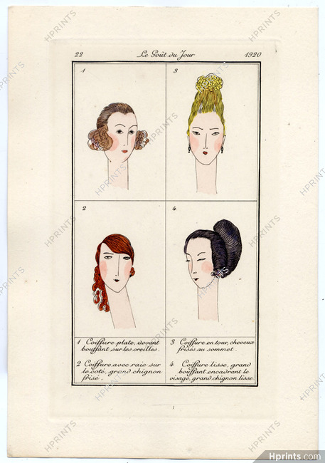 Le Goût du Jour 1920 N°22 Mario Simon, Hairstyle, Portraits, Pochoir