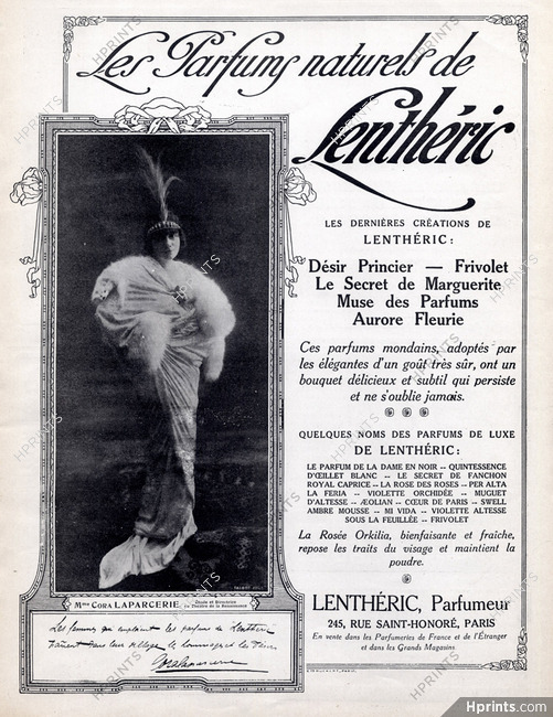 Lenthéric (Perfumes) 1913 Cora Laparcerie, Autograph Portrait