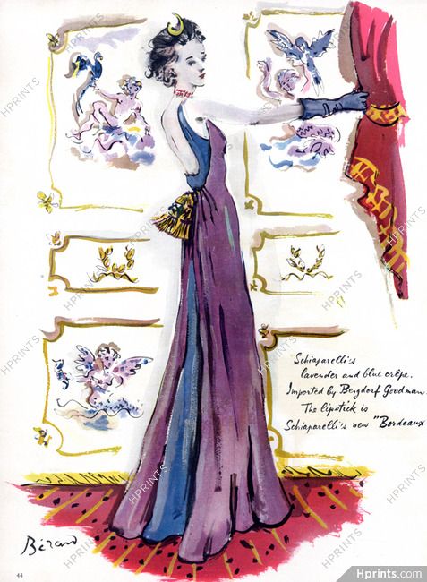 Schiaparelli 1940 Evening Gown Deco Christian Bérard