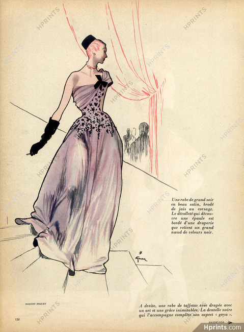 Robert Piguet 1946 Evening Gown René Gruau Fashion Illustration