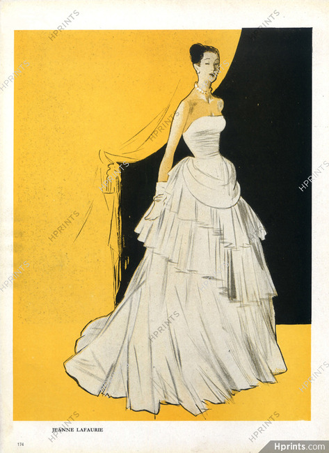 Jeanne Lafaurie 1946 Evening Gown René Gruau