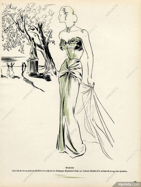 Worth 1947 Evening Gown, Haramboure